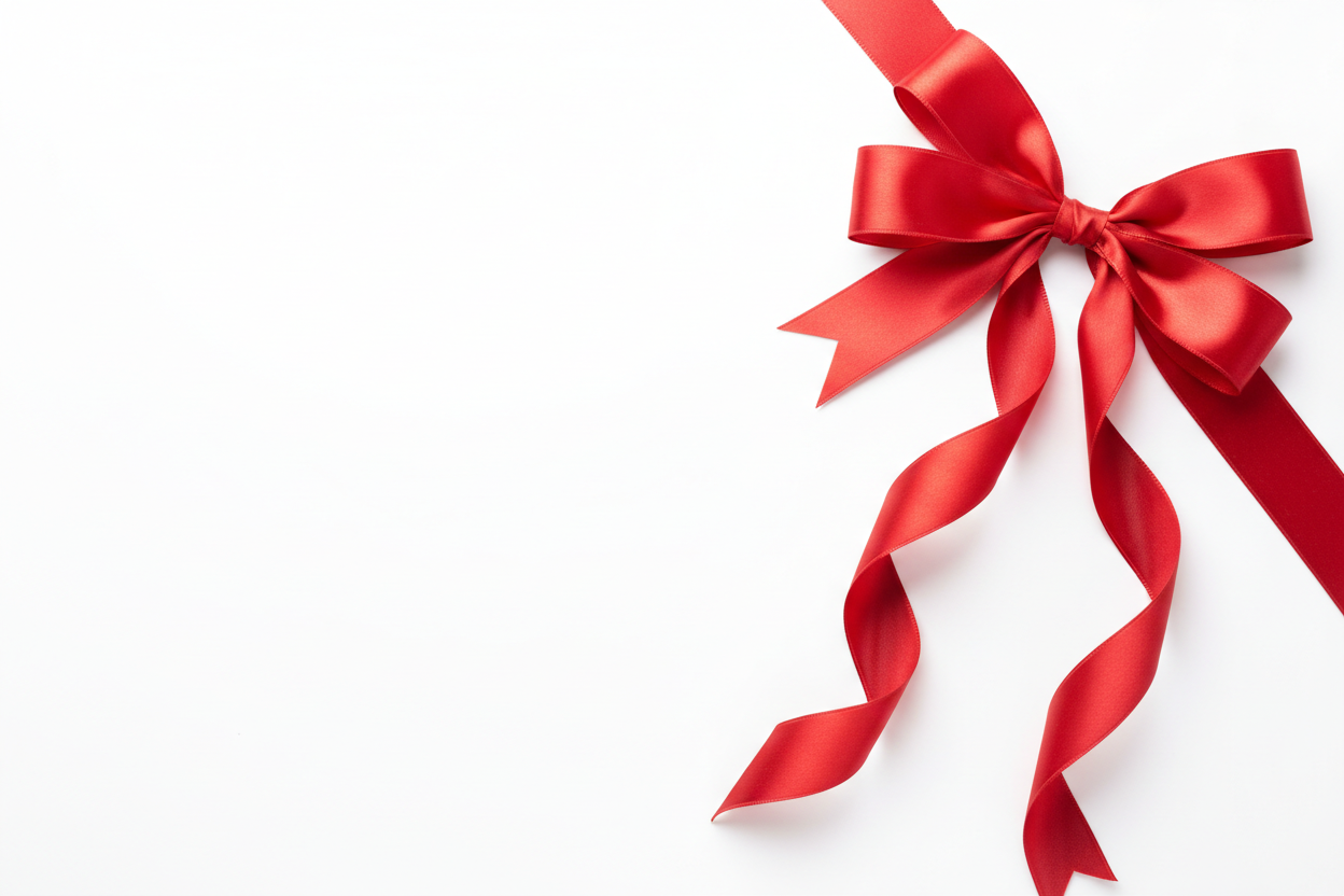 Valentine's Day banner with red ribbon